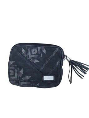 split Black and Cream Interior Zipper Pouch